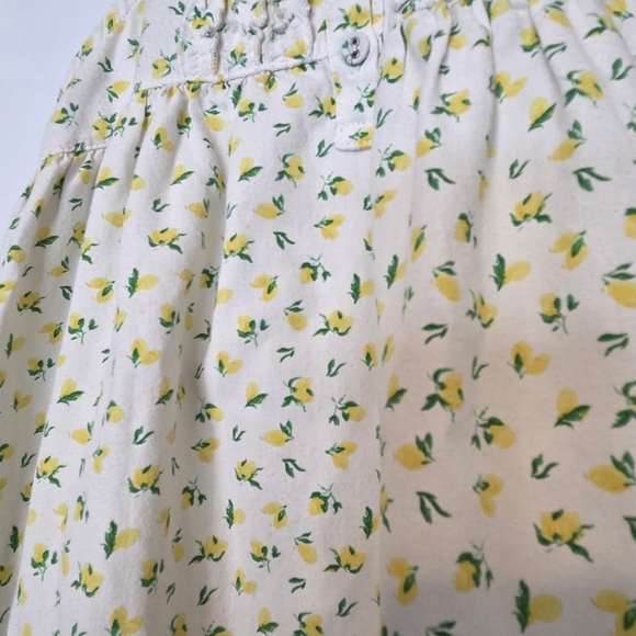 Petite Plume White And Yellow Lemon Citrus Ruffle Button Tank Dress Nightgown - Picture 2 of 10